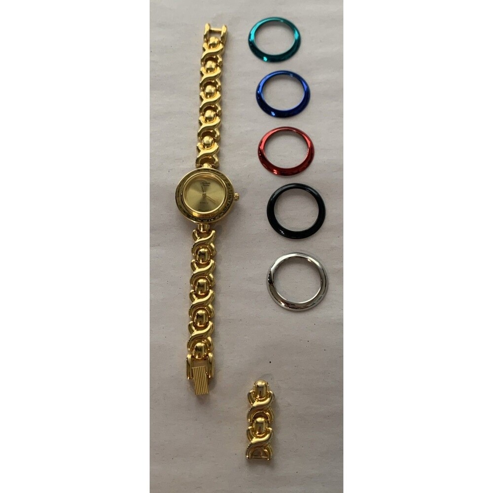 Michelle Louise Quartz Watch Colored Bezels Modern Retro